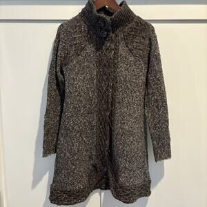 prAna Sweater Womens Large Gray Wool Blend Long Cardigan Jacket Angeline